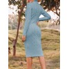 Fangetey Womens Long Sleeve Turtleneck Sweater Dresses Knitted Bodycon Midi