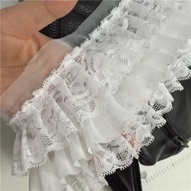 3-3/4" Wide Pleated Lace Trims for Cloth Sewing DIY Craft Supply (White-2 Yard)