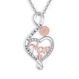 YAFEINI Christmas Gifts for Mom Heart Necklace 925 Sterling Silver Mom Pendant Necklace Mothers Day Birthday Jewellery Gifts for Women (mom necklace)