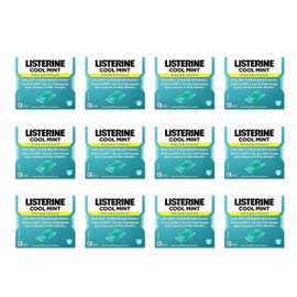 Listerine Cool Mint PocketPaks Portable Breath Strips for Bad Breath, Fresh Breath Strips Dissolve Instantly to Kill 99% of Bad Breath Germs* On-The-Go, Cool Mint, 12 Pack