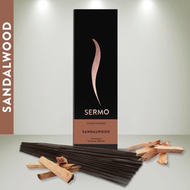 Sermo Premium 24 Incense Sticks Hand Rolled Low Smoke Perfect for Aromatherapy, Meditation, Relaxation, Positivity, Calming (SandalWood)