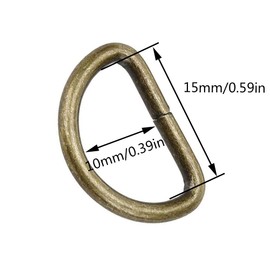 100pcs Bronze Metal D Ring Metal Semi-Circular Ring for Hardware Bags Hand DIY Accessories (0.6 inch)