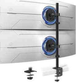 Heavy Duty Dual Monitor-Arm for 17-49'' - Double Vertically Stacked Monitor Mount, Extra Tall Ultrawide Desk Stand Holds up to 44 lbs per Screen, Vesa 75/100, Black