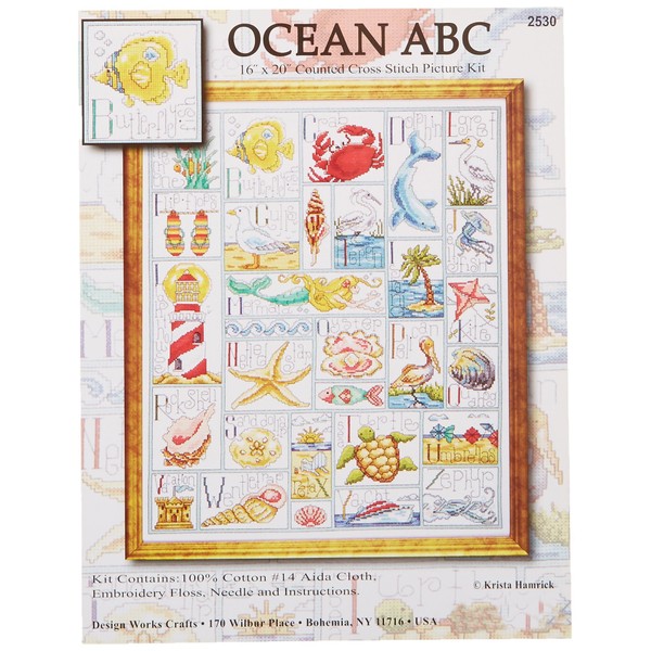 Tobin 14 Count Ocean ABC Counted Cross Stitch Kit, 16 by 20-Inch