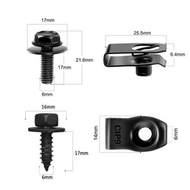 Lemiyoo 60 Pcs Car Universal Bonnet Bolts, Clip Retainers, Body Trim Clips Plastic Rivets, Hex Head Tapping Screws, Fixing Nuts For Chassis Guard Fender Bumper Fasteners
