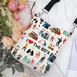 G2TUP Movies Inspired Gift I Love The 80's Crossbody Bag 80’s Movies Lover Fan Travel Bag Movies Merchandise 80’s Gift (I Love The 80's X)