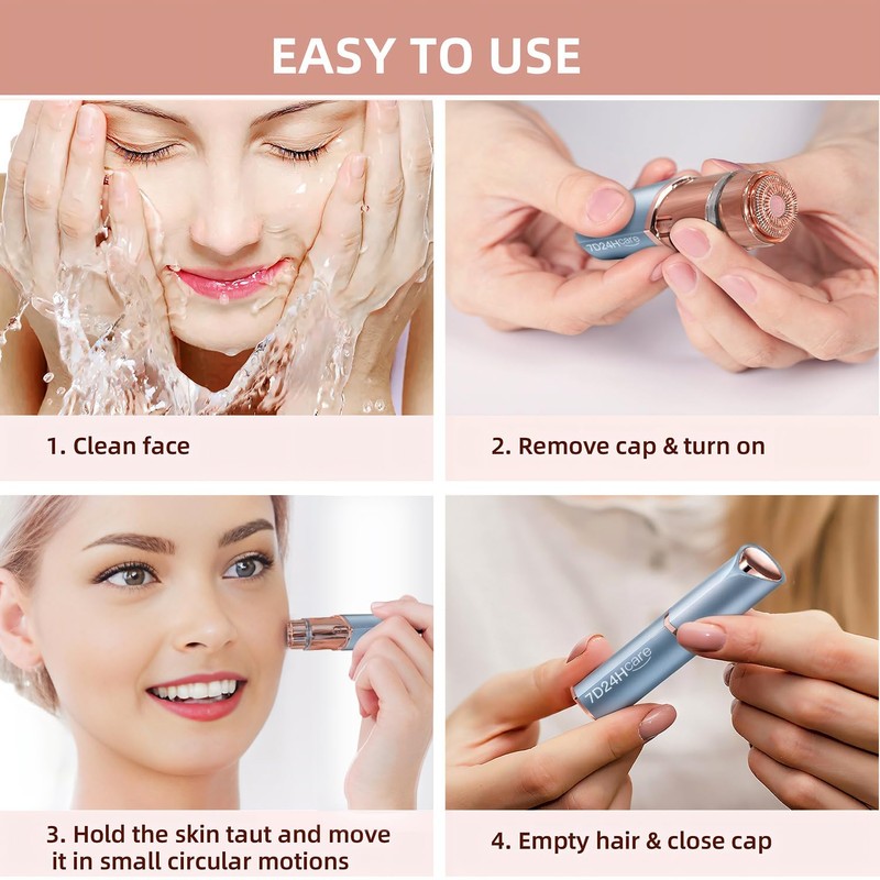 Facial Hair Remover for Women, Rechargeable, 2 Replacement Heads