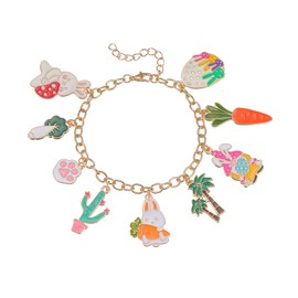 Semneroy Easter Charm Bracelet for Women Gift, Rabbit Easter Egg Pendant Bracelet,Adjustable Alloy Drop Bracelet for Women Party Costume Accessories