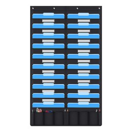 siawadeky Wall Storage Bag, Large Capacity, Sorted 10 Tiers, 20 Pockets, Space Saving, A4 Size, Oxford Fabric, Over the Door, Wall Pocket, Office, Wall Storage Pocket, Hanging Bag, Perfect for Storing Documents, Novels, 28.3 x 47.2 inches (72 x 120 cm)