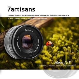 7artisans 50mm F1.8 APS-C Manual Focus Lens Wide Fit for Compact Mirrorless Camera Fuji X-A1 X-A10 X-A2 X-A3 A-AT X-M1 XM2 X-T10 X-T2 X-Pro1 X-Pro2 X-E1 X-E2 Black
