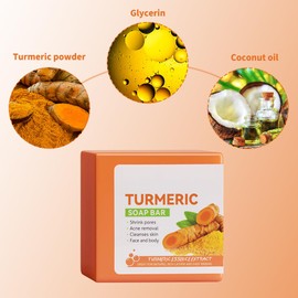 Turmeric Soap, Turmeric Soap, Turmeric Brightening Soap, Turmeric Blemish Soap, Cleansing, Moisturising & Brightening, Bath Soap for Face and Body, for All Skin Types (Pack of 2)
