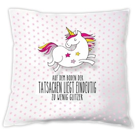 4you Design Unicorn On the Floor of the Facts is clearly too little glitter for her/girl/woman, decorative pillow, decorative pillow, birthday gift, gift idea