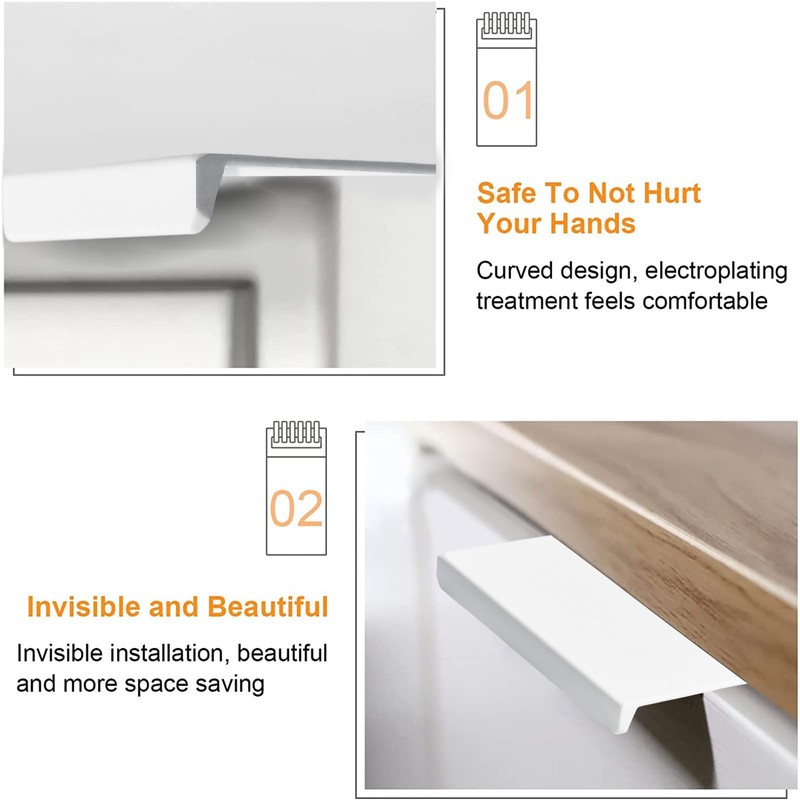 MOROBOR White Mini Finger Edge Pull, 20 PCS Concealed Handle