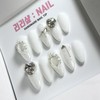 Pure White Sulwha Handmade Nail Tips - Short Oval /