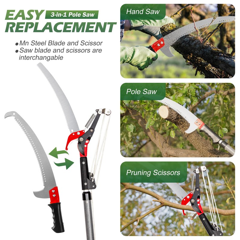 Walensee Pole Saws for Tree Trimming,7.2-27FT Extendable Tree Pruner,Manual Branch