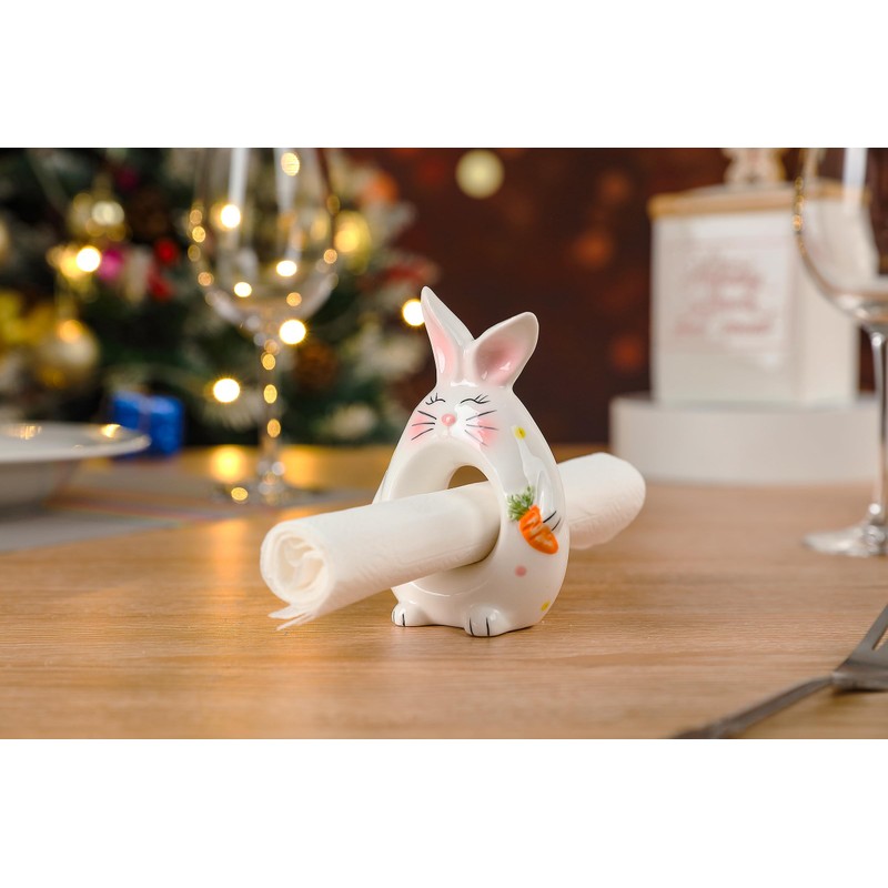 Hand Painted Ceramic Christmas Napkin Rings (Set of 4) (Easter