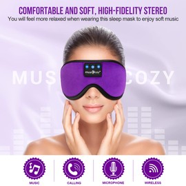 MUSICOZY Sleep Headphones Bluetooth 5.2 Headband Sleeping Headphones Eye Mask, Wireless Music Sleep Earbuds Earphones for Side Sleepers Mom Women Cool Tech Gadgets Unique Gifts