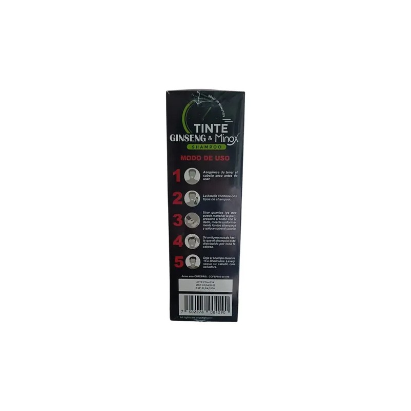 Shampoo Tinte Con Ginseng & Minox Rojo Medio Anticaida 450