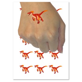 Velociraptor Dinosaur Running Temporary Tattoo Water Resistant Fake Body Art Set Collection - 54 1" Tattoos (1 Sheet)