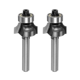 sourcing map 2pcs Roundover Router Bit 15/64" Shank 1/8" Radius Carbide Tipped Edge Rounding Over Bit with Bearing Guide, Woodworking Milling Tool