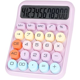 DANRONG Mechanical Switch Calculator with Big Buttons, Calculators Desktop, 12 Digits, Large LCD Display, Desk Calculator, Cute Pink Calculator for Teachers Students Basic Office (Purple)