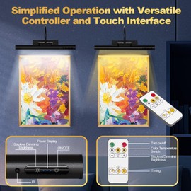 LYTARA Dimmable Cordless Picture Light with Controller and Timer, Rechargeable Battery Wall Sconce for Wall Pictures, Gallery Artwork, Paintings, Portraits, Dartboards (Black)