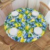 Famame Citrus Lemons Blue Butterfly Fitted Round Tablecloth Waterproof Table