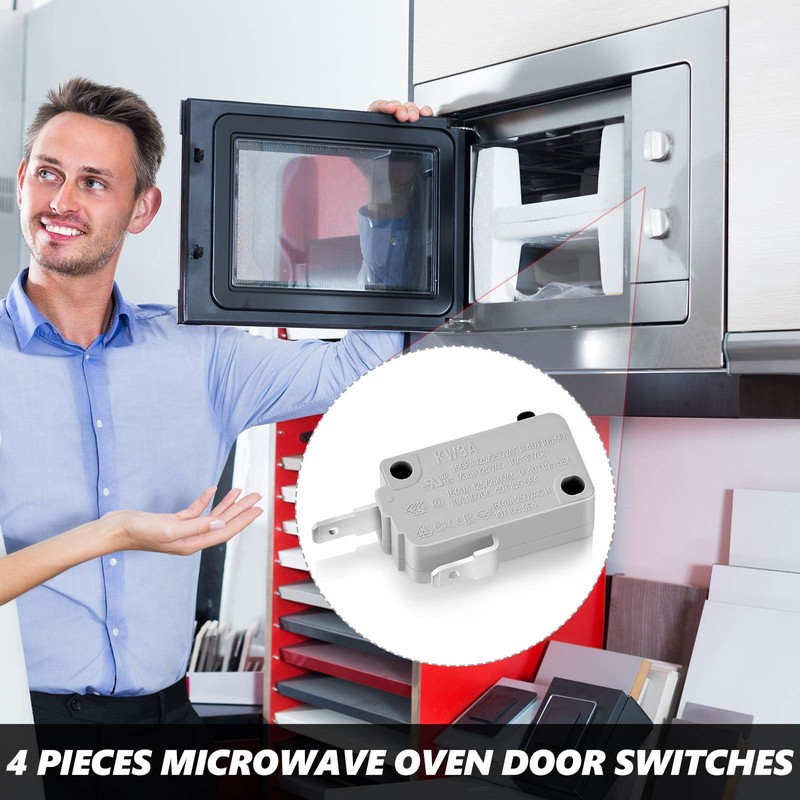 Weewooday 4 Pcs Microwave Oven Door Switch Replacements Part Kw3a