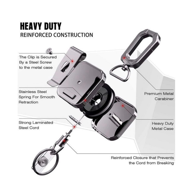 ELV Heavy Duty Self Retractable ID Badge Holder Key Reel