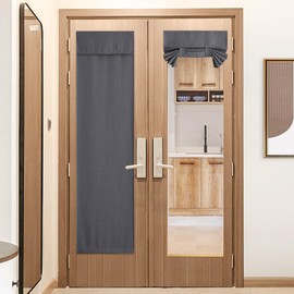 NICETOWN Room Darkening French Door Curtains for Kitchen Tricia Window Door Covering Thermal Insulated Curtain Panel Tie Up Shade for Patio Glass Window, 26" W x 72" L, 1 Panel, Charcoal Gray