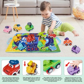 Norkbeng Car Toy 1 Year, Pack of 12 Mini Wind-Up Car Toy Car with Play Mat from 2 3 Years Baby, Montessori Toy Learning Toy from 12-18 Months Children, Gifts for Boys Girls