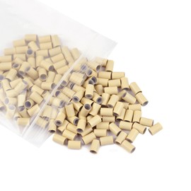 4.0 * 2.8 * 6.0 mm Silicone Lined Micro Ring Beads Copper Tube Micro Link Beads Hair Beads for I-Tip Hair Extensions (200 Pcs, Blonde)