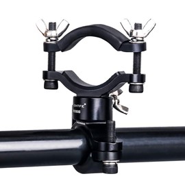 LIGHTFE Bicycle Light Mount, Bike Light Mount Bracket Use of Aluminum Alloy Material, Adjustable Big Fork Special for Big Size Hight Lumens Light, 360o Rotation Clips Holder and Battery Nuts
