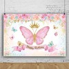Xiaoterna 7x5ft Happy Birthday Backdrop Butterfly Crown Girls Birthday Pink