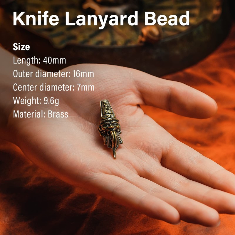 HorixGearナイフビーズチャーム ストラップ ジッパープル キーチェーンペンダント ブレスレットネックレスアクセサリーEDC玉 DIY手作りアクセサリー パラシュート掛緒玉 ロープハンドチェーン 腕輪ストラップ装飾品（黄銅）