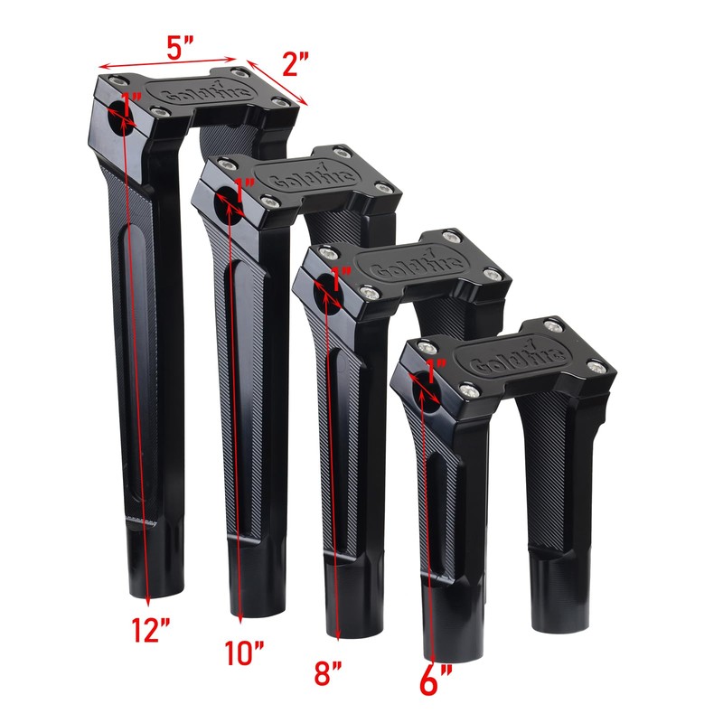 Motorcycle Handlebar Risers, 6" Straight Challenger Riser Extension Kit, 1''