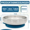 Rilli Stainless Steel Suction Cup Plate Deep, Non-Slip Baby Tableware,