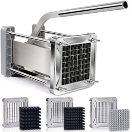 French Fry Cutter, Sopito Professional Potato Cutter Stainless Steel with 1/2-Inch and 1/4-Inch and 3/8-Inch Blade Great for Potatoes Carrots Cucumbers