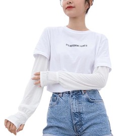 Eukkis Women's UV Protection Arm Cover, Cooling Sensation, Finger Holes, UPF50+ 99% UV Protection, For Bicycles and Driving, Sun Protection, Summer Sunscreen Arm Cover, Fingerless, Cute Arm Cover,