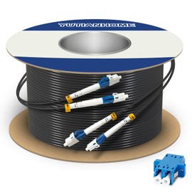 YUTIANHOME 165ft/50m LC to LC Armored Outdoor Fiber Optic Cable, Single Mode Duplex Fiber Patch Cable, 9/125um LC Fiber Jumper, (OS1/OS2 Compatible), Low Friction LSZH, Black