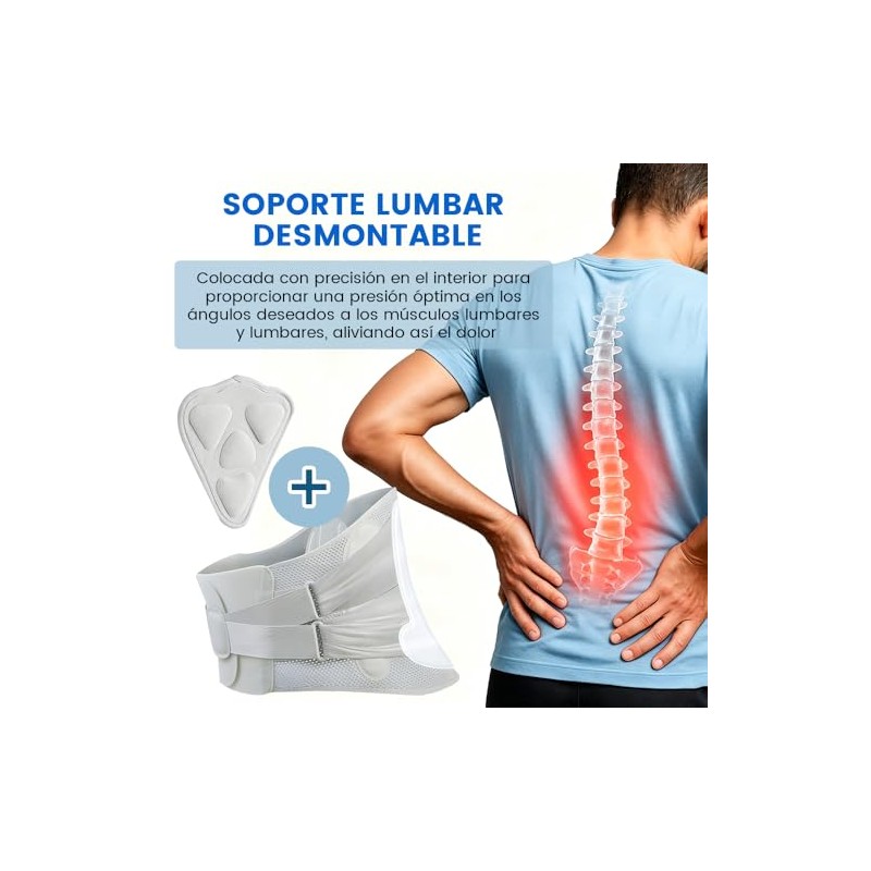 Faja Lumbar Ajustable para Hombres y Mujeres, Transpirables (Medium)