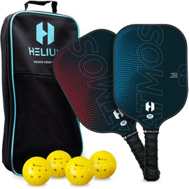 Helium Pro Carbon Fiber Pickleball Paddles - USAPA Certified Pickleball Paddles, High-Spin Texture, Lightweight Honeycomb Core (2 Paddles, 4 Balls, 1 Sports Bag)