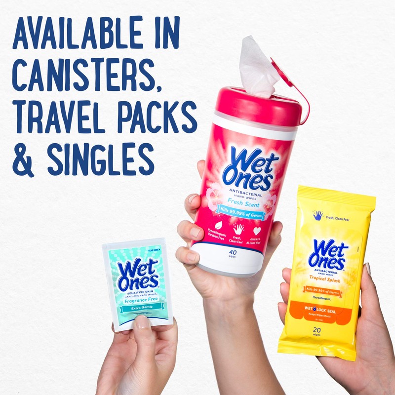 Wet Ones Vitamin E and Aloe Hand Wipes, Unscented, Wet
