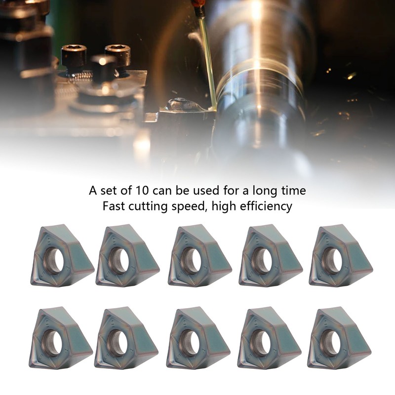 10Pcs Milling Inserts Heat Resistant Tin Plated CNC Cemented Carbide