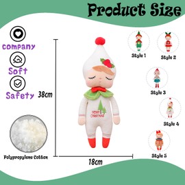 ATBEAMEN 38cm Christmas Snowman Plush Elf Toys,White Christmas Stuffed Snowman Plush Pillow Toys Squishy Cotton Plushies Doll,Elf Girl Soft Body Toy Gift Kids Birthday Xmas Home Decorations