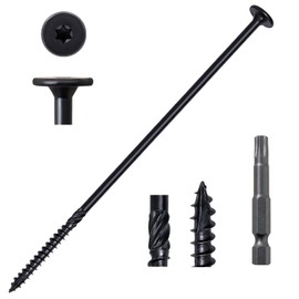 LIONMAX Wood Screws #14 x 8 Inch, 100-PCS, Heavy Duty Structural Lag Screws, Rust Resistant Coated for Exterior Decking/Construction/Timber/Landscape, Star Drive Flat Head, T30 Bit Included, Black