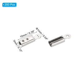 PATIKIL 10 x 3 mm Fold Over Crimp Cord Ends, 200Pcs Stainless Steel Folded Cylindrical Clamp Ends for Leather Jewelry Making, Stainless Steel Color