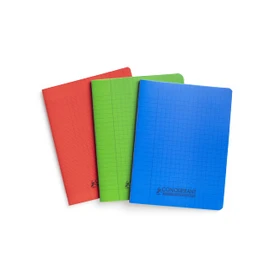 Conquérant 3 Notebooks, 17 x 22 cm, 96 Pages, Seyes, 90 g, Polypropylene Cover (Assorted Colours) - Red, Blue, Green