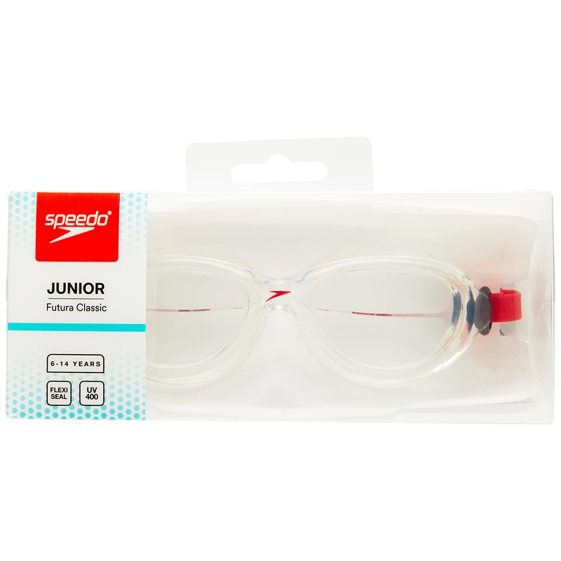 Speedo Unisex Kids Child Futura Classic Swimming Goggles, Lava Red/Clear,