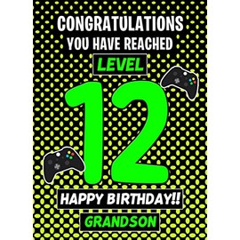 12th Level Gamer Birthday Card (Grandson)